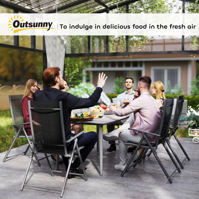 Outsunny Garden Table, Outdoor Dining Table for 6 People, 160 x 90 x 74 cm, with Rust Resistant Metal Frame, WPC Top, for Balcony, Terrace, Light Grey 