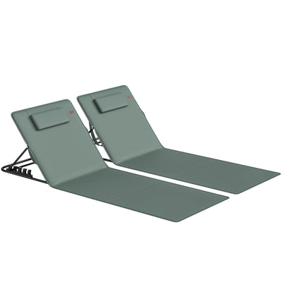 Outsunny Foldable Sun Loungers Set of 2, Portable Folding Beach Lounger with 4-level Adjustable Backrest, Grey 