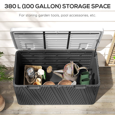 Outsunny 380L Waterproof Outdoor Storage Box, with Lockable Lid - Black 