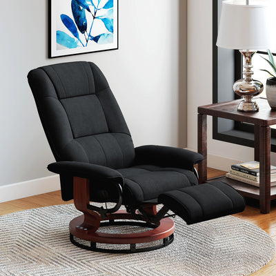 HOMCOM Reclining Swivel Chair, with Footrest - Black 