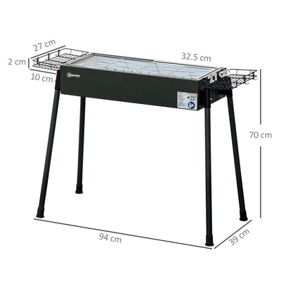 Outsunny Portable Charcoal BBQ Grill with Seasoning Baskets for Camping Picnic Hiking 