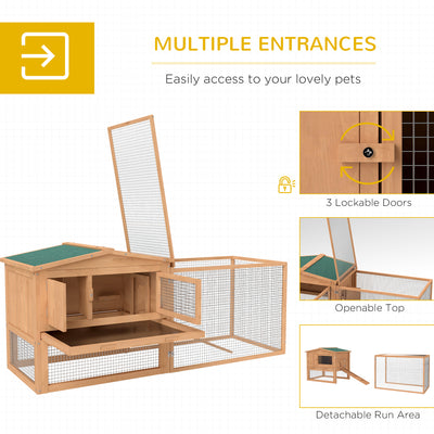 Pawhut Wooden Rabbit Hutch Guinea Pig hutch House 2 Tier with Rabbit Run for Outdoor Garden Backyard, 85 x 24 x 57cm 