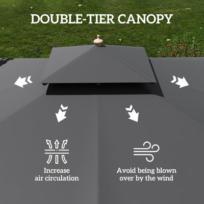 Outsunny 3 m Square Canopy Parasol - Black 