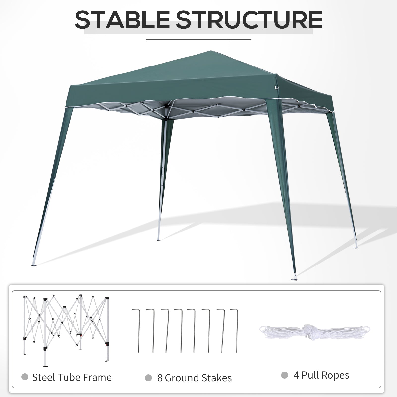 Outsunny 3 M x 3 M Base/ 2.5 M x 2.5 M Top Pop Up Gazebo with Carry Bag, Height Adjustable Slant Leg Party Tent Instant Event Shelter for Garden, Patio, Green 