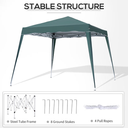 Outsunny 3 M x 3 M Base/ 2.5 M x 2.5 M Top Pop Up Gazebo with Carry Bag, Height Adjustable Slant Leg Party Tent Instant Event Shelter for Garden, Patio, Green 
