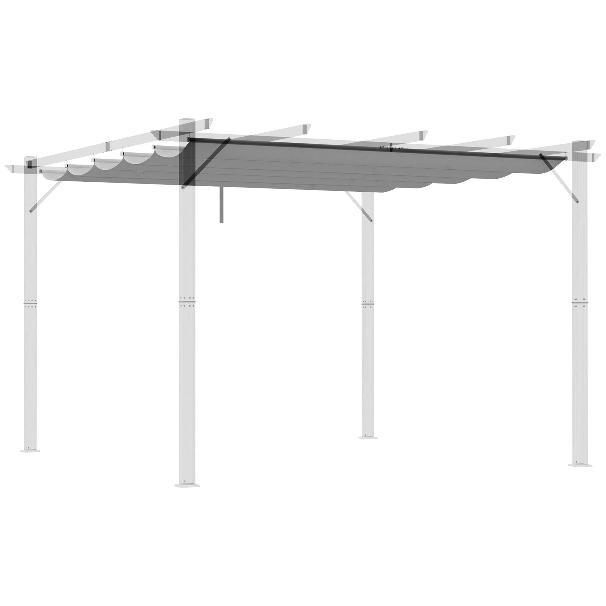 Outsunny Retractable Pergola Shade Cover, Replacement Canopy Fabric for 3 x 3 (m) Pergola, Gazebo Retractable Roof, Light Grey 