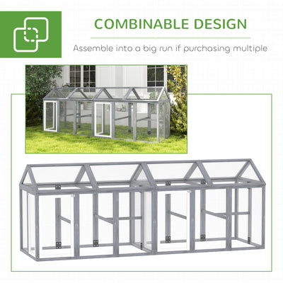 PawHut Large Chicken Run, Wooden Chicken coop, with Combinable Design - Wood Effect 