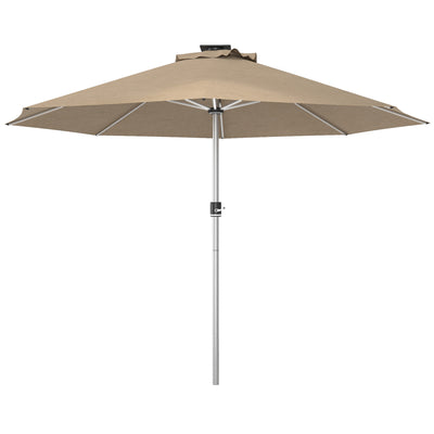Outsunny 3m Parasol, with Solar-Powered LED Lights - Khaki 