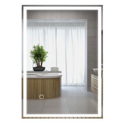 HOMCOM 70 x 50cm LED Bathroom Mirror with Lights, Dimmable Makeup Mirror, Vanity Mirror with 3 Colour, Smart Touch, Anti-Fog 