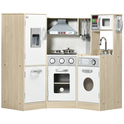 HOMCOM Kids Kitchen Playset, with Accessories, Storage Space 