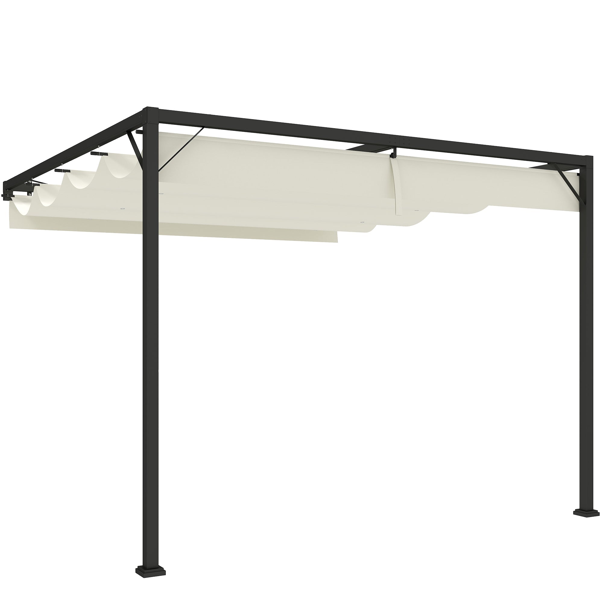 Outsunny 3 x 3(m) Outdoor Pergola with Retractable Canopy -Cream White 