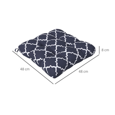 Outsunny 4-Piece Seat Cushion Pillows Replacement, Patio Chair Cushions Set with Ties for Indoor Outdoor, Blue 