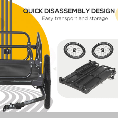 HOMCOM Steel Bike Trailer with Triple Safety, Wagon Bicycle Trailer with Suspension, 2 Wheels Outdoor Storage Carrier, Black 