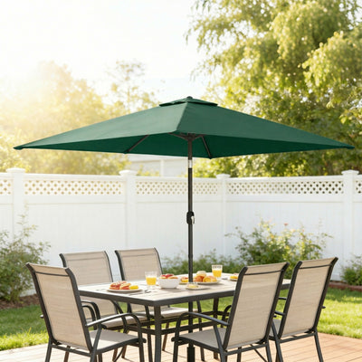 Outsunny Garden Parasol, Parasol Umbrella with Crank Handle, Tilt Function, Polyester Canopy, Green 