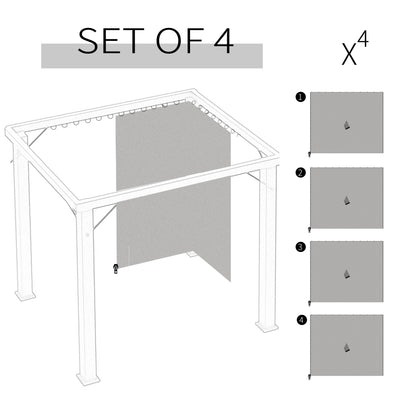 Outsunny Replacement Gazebo Curtains, 4-Panel Gazebo Side Panels Only, for 3 x 3 (M) Gazebos or Pergolas, Hooks/C-Rings Included, Light Grey 
