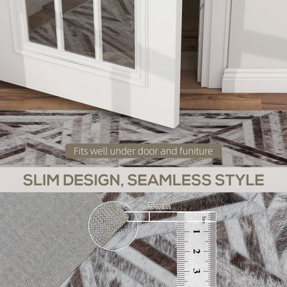 HOMCOM Modern Area Rug, Triangle Pattern Non-Slip Washable Rug, Chenille Floor Carpet for Living Room, Bedroom, Dining Room, Home Office, 170 x 120 cm, Brown