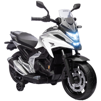 AIYAPLAY 12V Honda Licensed Kids Electric Motorbike w/ Music, Headlights, Early Education Function, for Ages 3-6 Years, White 