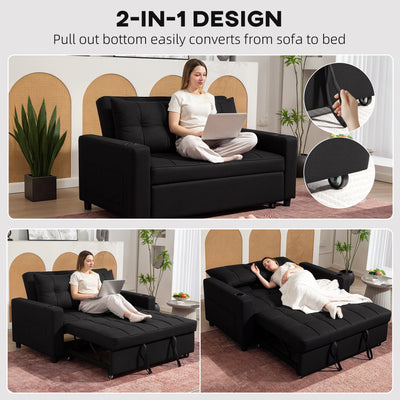 HOMCOM Two-Seater Pull-Out Sofa Bed - Black 