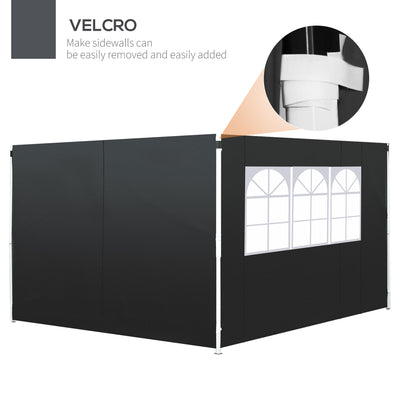 Outsunny 3 Meters Gazebo Replaceable Exchangeable Side Panel Wall Panels Walls With Window, Black 