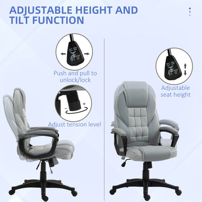 HOMCOM Faux Leather Office Chair - Grey 
