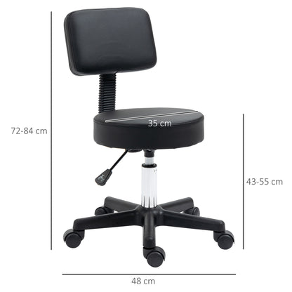 HOMCOM Swivel Salon Chair w/ Padded Seat Back 5 Wheels Adjustable Height Salon Hairdressers Tattoo Spa Rolling Black 