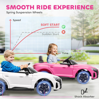 HOMCOM Audi Licensed 12V Kids Electric Ride-On, with Remote Control, Suspension System, Lights, Music, Motor - Pink 