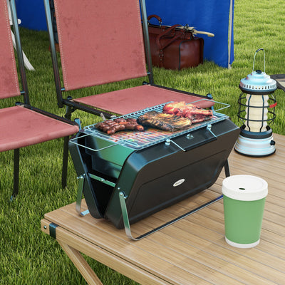 Outsunny Metal Suitable-Style Portable BBQ Grill - Black 