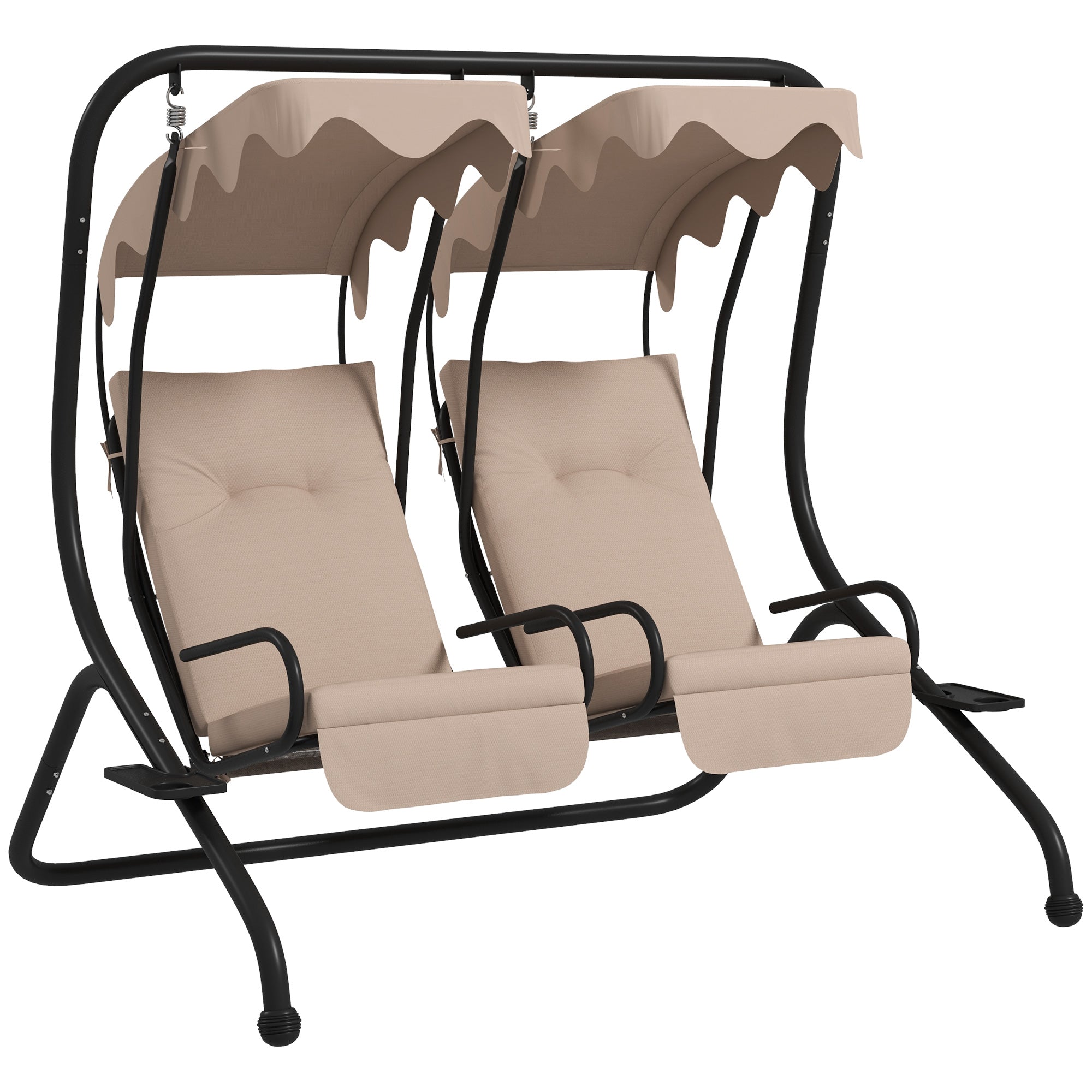 Outsunny Two-Seat Garden Swing Chair, with Protective Canopy - Beige 