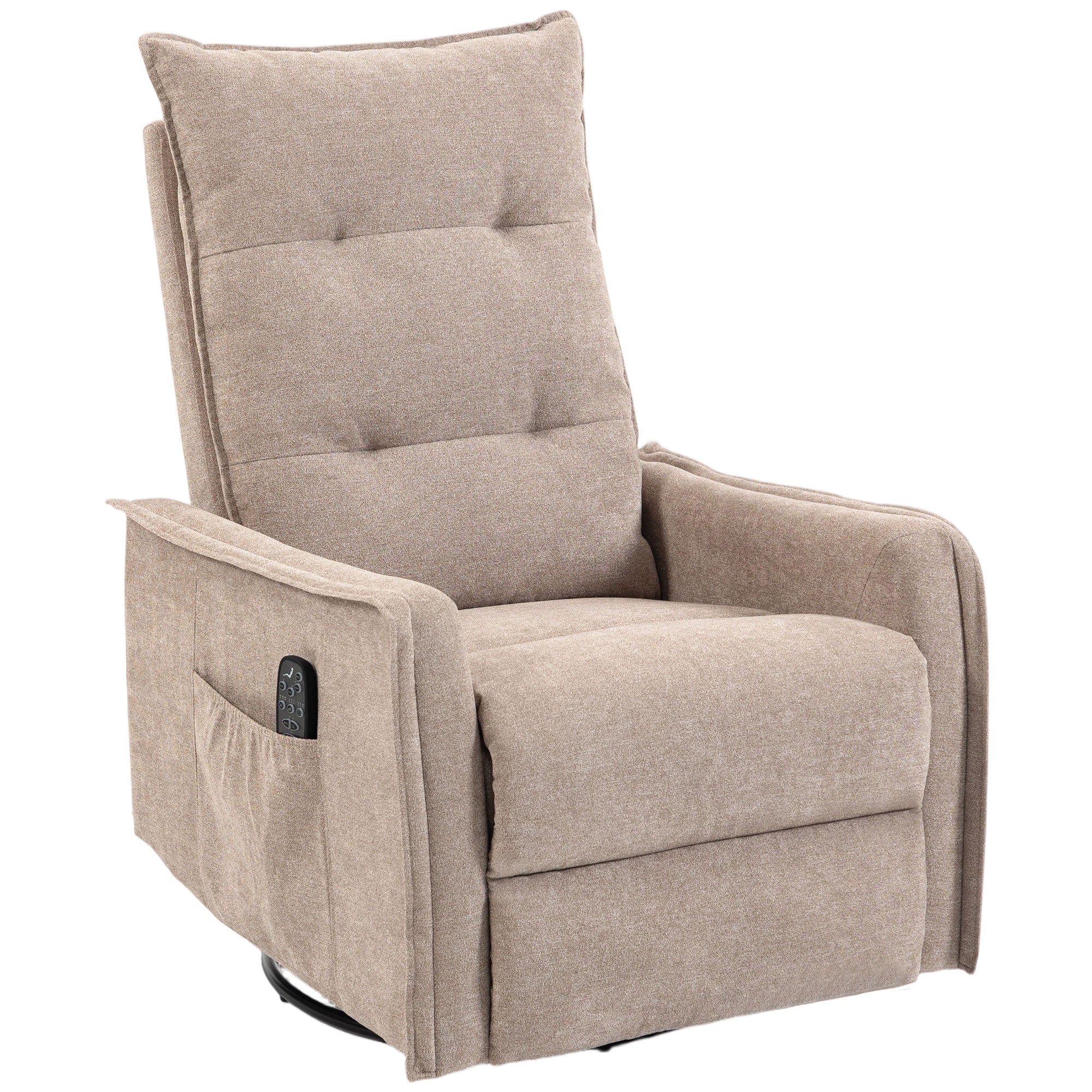 HOMCOM Recliner Armchair, Chenille Recliner Chair with Massage and Heat, 360° Swivel Rocking Manual Recliner, Brown