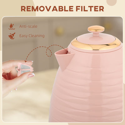 HOMCOM 3kW Rapid Boil Honeycomb Kettle - Pink 