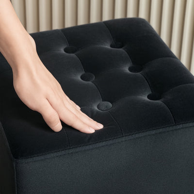HOMCOM Velvet-Feel Square Ottoman - Grey 
