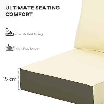 Outsunny 4 Pieces Outdoor Seat and Back Cushion Set Patio Deep Seating Chair Replacement Cushion, Beige 