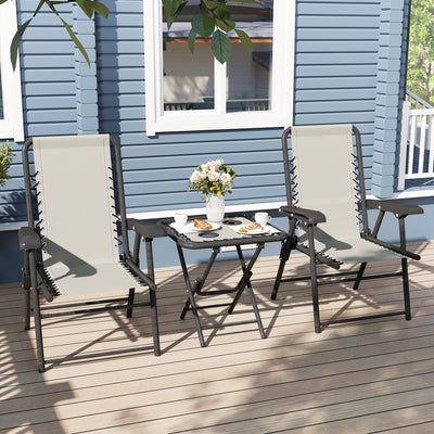 Outsunny Three-Piece Garden Table and Chair Set - Cream White 
