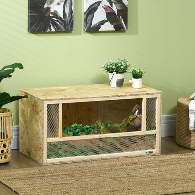 PawHut Reptile Terrarium Vivarium Habitat w/ Transparent Sliding Doors, Breathable Mesh, for Lizards, Horned Frogs, Snakes and Chameleons, 80 x 40 x 40 cm 