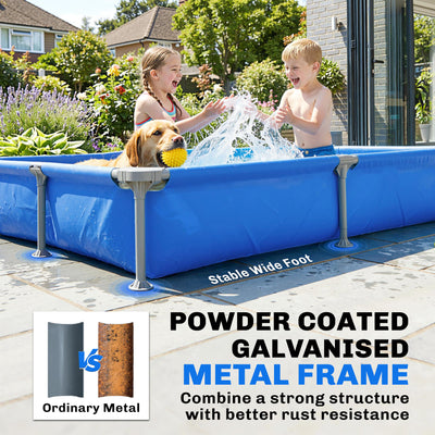 Outsunny Metal Frame Swimming Pool, Rectangular Above Ground Frame Pool with Repair Patch, 229 x 160 x 43 cm, Blue 