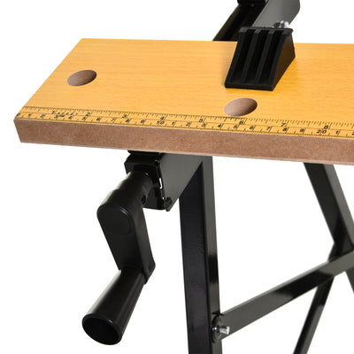 DURHAND 4-in-1 Work Bench, Saw Horse Folding Clamp Table w/ 4 Adjustable Clamping Pegs for DIY Home Garage, Black 