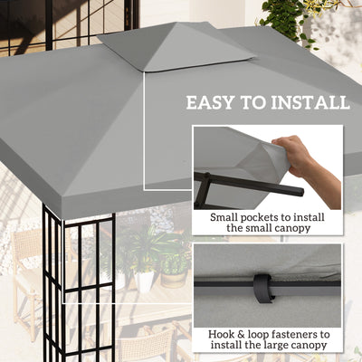 Outsunny 3(m) Gazebo Top Cover Double Tier Canopy Replacement Pavilion Roof Light Grey 
