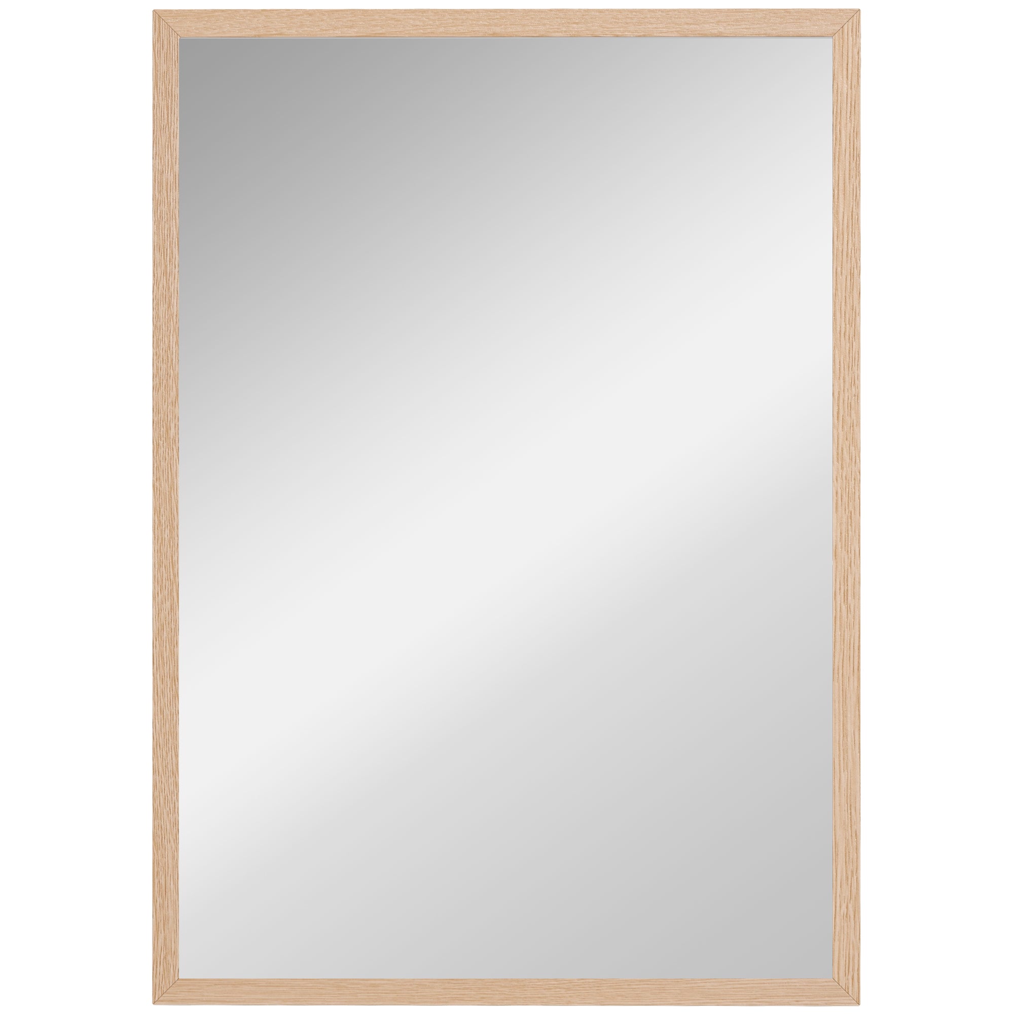 HOMCOM Wall Bathroom Mirror, 70 x 50 cm Wall-Mounted Mirror for Living Room, Bedroom, Hallway, Natural Wood 