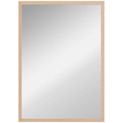 HOMCOM Wall Bathroom Mirror, 70 x 50 cm Wall-Mounted Mirror for Living Room, Bedroom, Hallway, Natural Wood 