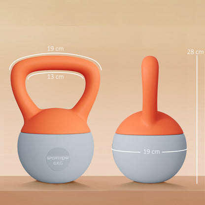SPORTNOW Soft Kettlebell, 6kg Kettle Bell with Non-Slip Handle for Home Gym Weight Lifting and Strength Training, Orange and Grey