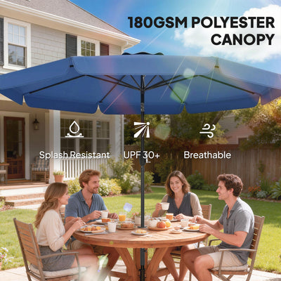 Outsunny 3 m Garden Parasol with Tilt Mechanism & Crank Handle, UPF 30+ Patio Umbrella Outdoor Table Umbrella, Dark Blue 