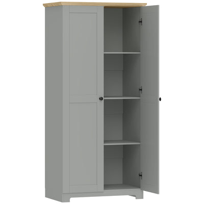 HOMCOM Kitchen Cupboard, 172cm Freestanding Storage Cabinet with Doors and Shelves, Grey 