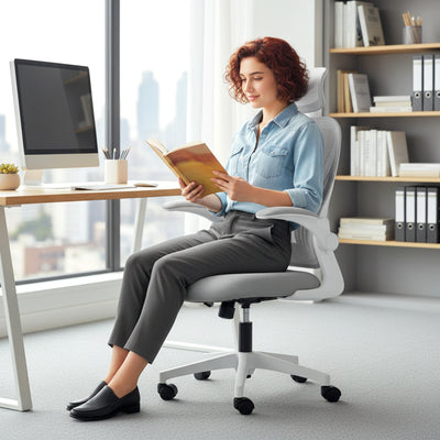 HOMCOM Ergonomic Office Chair with Foldable Backrest, 2D Headrest - Light Grey 