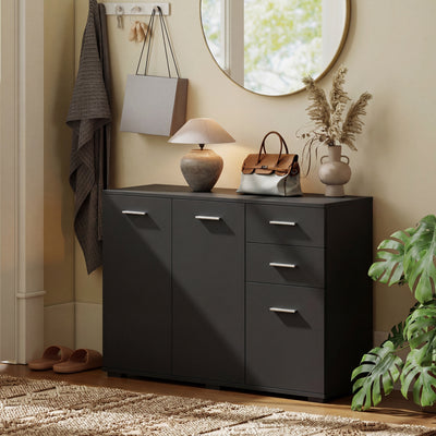 HOMCOM Sideboard, Modern Storage Cabinet with 2 Drawers, 3 Doors and Adjustable Shelves, Black 