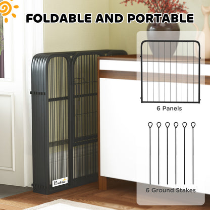 PawHut 6 Panels Heavy Duty Dog Playpen with Secure Door, for Indoor Outdoor, for Garden, Camping, 60cm High 