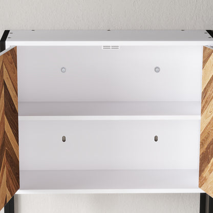 HOMCOM Bathroom Cabinet Wall Mounted, Bathroom Wall Cabinet Medicine Cabinet with 2 Doors, Adjustable Shelf, Walnut 