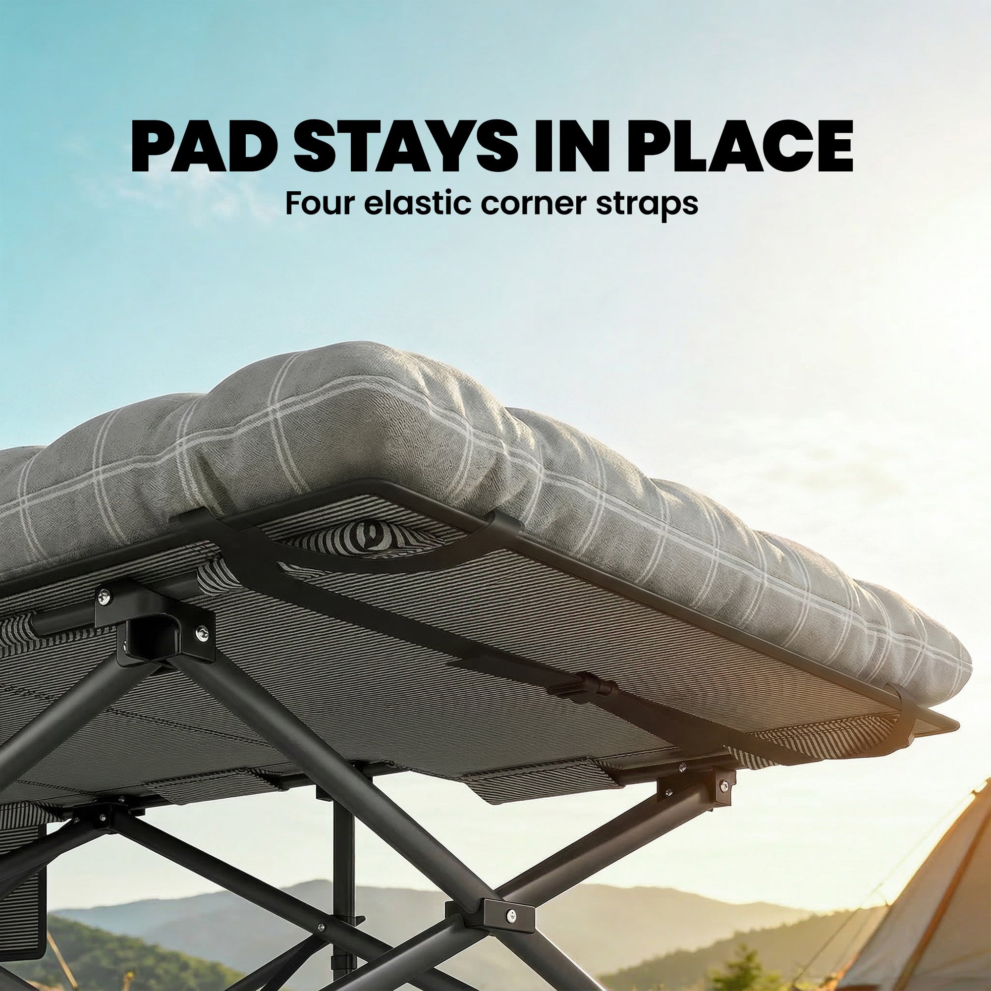 Outsunny Camping Cot with Soft Pad, 80cm Extra Wide Folding Cots with Side Pocket and Carry Bag, Grey 