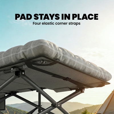 Outsunny Camping Cot with Soft Pad, 80cm Extra Wide Folding Cots with Side Pocket and Carry Bag, Grey 