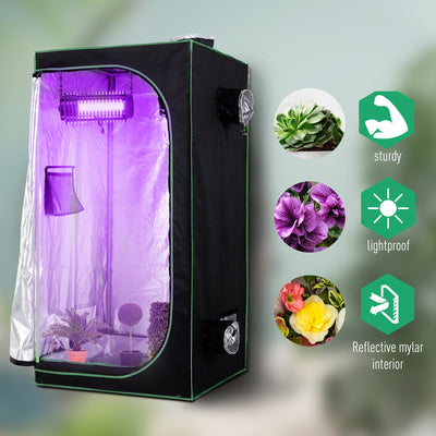 Outsunny Grow Tent Reflective Mylar Hydroponic with Adjustable Vents and Floor Tray for Indoor Plant Growing, 80 x 80 x 160 cm (31.5" x 31.5" x 63") 