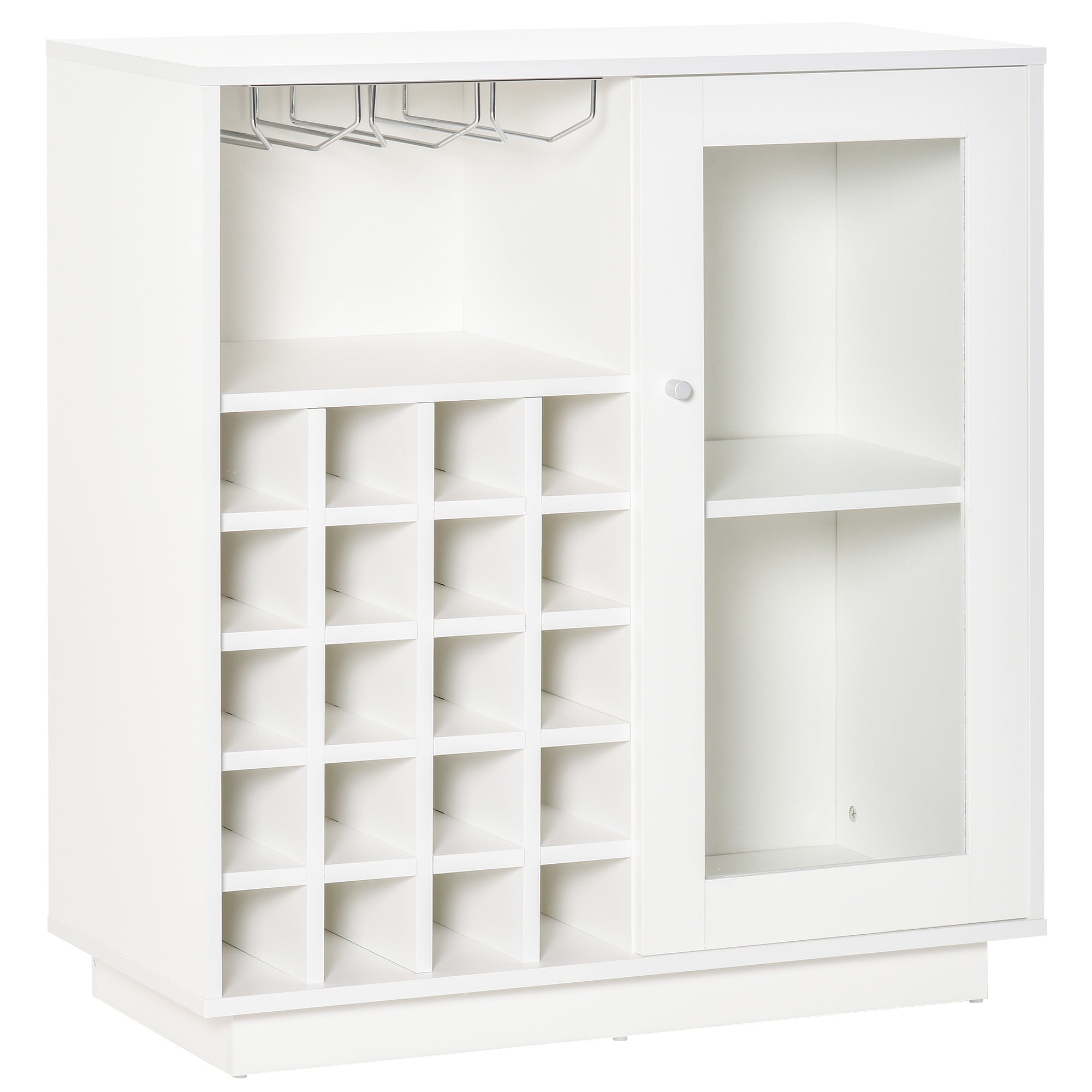 HOMCOM Modern Wine Cabinet Cupboard with Glass Door, Glass Holder & 20-Bottle Wine Rack for Living Room, Home Bar, Dining Room 